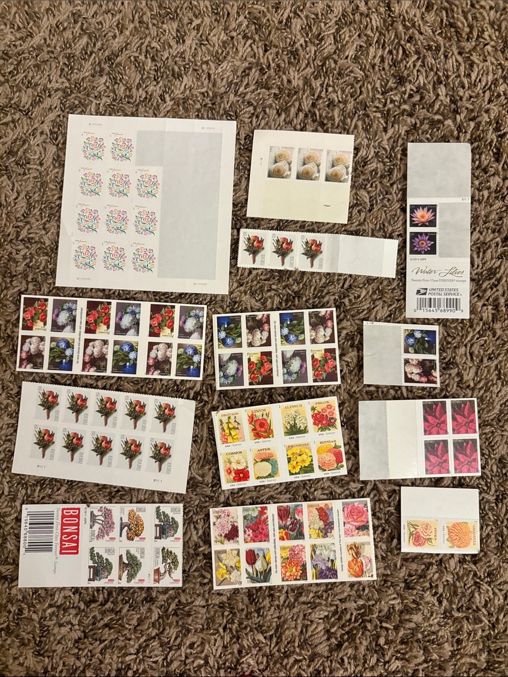 USPS Forever Stamps Floral and Bonsai Tree Assortment New 115 count